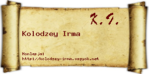 Kolodzey Irma névjegykártya