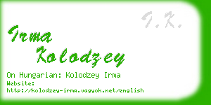 irma kolodzey business card